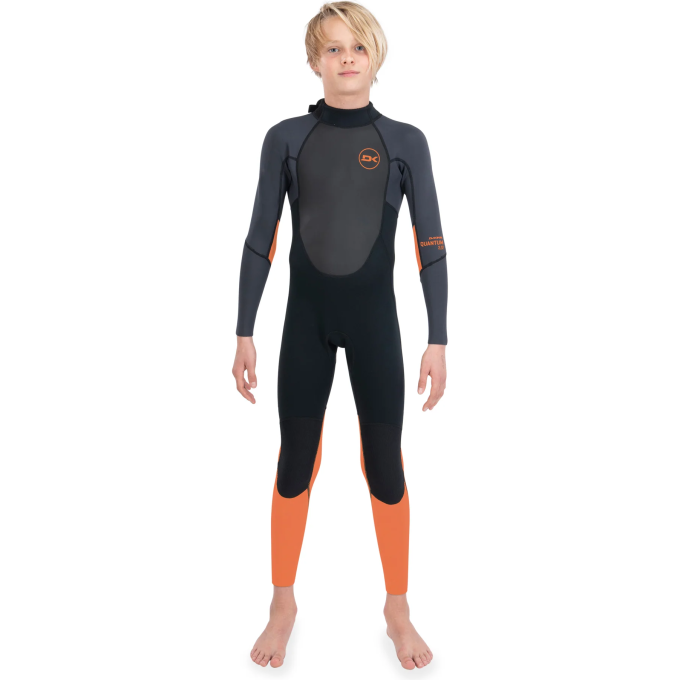 Гидрокостюм детский DAKINE KID'S QUANTUM BACK ZIP FULL SUIT 3/2mm F/L Black/Orange, размер 17